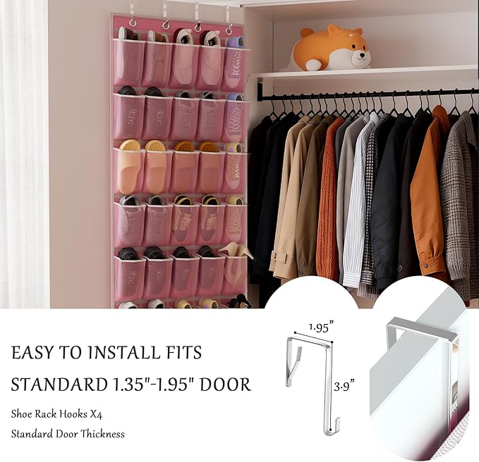 homyfort Over the Door Shoe Organizer, 40 Large Breathable Mesh Pocket,Space Saving Hanging Shoe Rack,Shoe Storage Holder for Entryway Bedroom Closet