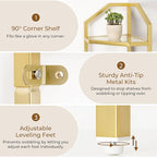 5 Tier Gold Corner Wall Shelf Stand, 66" Metal Corner Shelves Bookshelf Display Shelf for Living Room Decor, Tall Plant Stand Multi Unit Organizer, Standing Shelf for Bedroom,Bathroom,Small Space