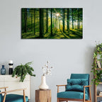 AIYISU Green Forest Canvas Wall Art Sunshine Forest Pictures Wall Decor Nature Sunlight Scenic Painting Poster Spring Forest Trees Prints Artwork for Living Room Bedroom Office Home Decorations 20x40