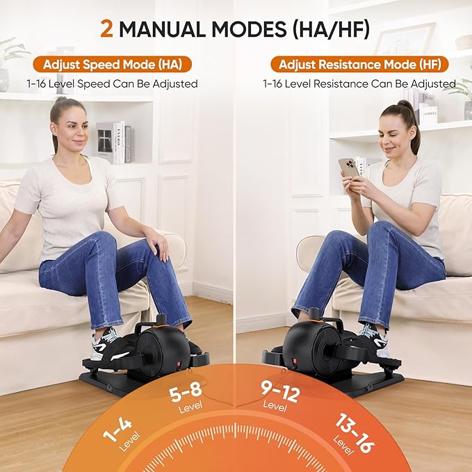 Dripex Under Desk Elliptical Machine, 3-in-1 Electric Leg Exerciser As Seen On TV, 16 Adjustable Speed & Resistance, Seated Pedal Exerciser for Seniors with Remote, Fully Assembled