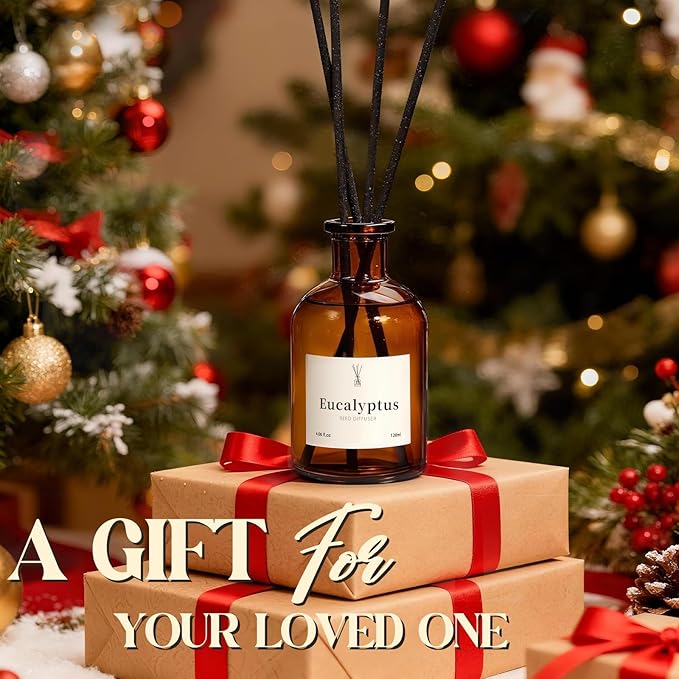 Reed Diffuser Set, 8.12 fl.oz Eucalyptus Scented Diffuser with Sticks, Up to 120 Days, Home Fragrance Reed Diffuser for Bathroom Shelf Decor & Room Freshener