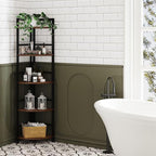 BON AUGURE 5 Tier Corner Bookshelf, Industrial Corner Shelf Stand, Narrow Tall Wood Bookcase, Display Wooden Shelving Unit Shelf for Living Room, Kitchen, Home Office (Rustic Oak)