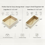 Underwear Drawer Organizer 2 Pack - Foldable Fabric Storage Bins for Dresser & Closet, Khaki Sock and Bra Dividers, 2 Sizes for Bedroom Organization