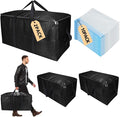 Extra Large Storage Bags Set Heavy Duty Moving Totes with Handles, Zippers-Way Carrying Design Fold Flat Storage Totes for Space Saving (Black, 12 Park-2 Moving bag & 10 Vacuum Seal Bags)