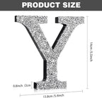 Qunclay 5.7" Silver Crystal Diamond Bling Letters Crushed Diamond Decoration Wooden Glitter Letter with Screw and Hooks Rhinestone Gift for Wedding Y2k Mcbling Bedroom Wall Decor (Letter Y)
