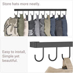 Mkono Hat Rack Wall Mount Set of 2 Hat Storage Organizer for 20 Baseball Caps, Modern Metal Closet Hat Hooks for Wall, Ball Caps Holder Organizer for Bedroom Entryroom Closet Organization, Black