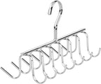 iDesign Axis Metal Hanger, Hanging Closet Organization Storage Holder, Men's Ties, Women's Shawls, Pashminas, Scarves, Clothing, Accessories, 14 Hooks, Tie and Belt Rack
