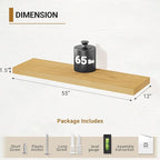 Vivelove 12 Inch Deep Floating Shelves 55 inch Long, Thick Wall Shelves with Invisible Brackets, Shelf for Bedroom Bathroom Living Room Kitchen Office, Rustic Farmhouse Decor, 55x12x1.5 Set of 2, Oak