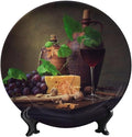WineDecorative Plate Stand, 6 Inch, Cheese And Walnut Wine Round Display Plate, Handmade Ceramic Ornament, for Kitchen Living Room Office Countertop Decor