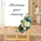 Odouzy Artificial Wedding Arch Flowers for Wedding Sign,Set of 2 for Wedding Welcome Ceremony Sign,Faux Floral Swags,Wedding, Banquet and Reception Backdrop Floral Decoration (Dark Green)