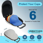 Glamgen Hard Hat Travel Case, Cap Storage for Baseball Caps with Adjustable Shoulder Strap and Carrying Handle, Hat Carrier Organizer Holder Bag up to 6 Hats for Women and Men Travel Home - Grey