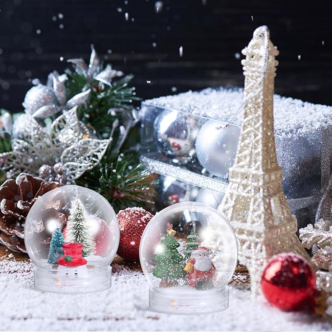 10PCS Plastic Snow Globe Water Globe 2.36 Inch DIY Clear Snow Globe with Screw Off Globe Kit for Christmas DIY Crafts Home Decoration