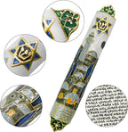 Mezuzah with Scroll for Door, Enamel&Zinc Alloy Blessing Mezuzah Case for Door, Colored Painted Mezuzha Scroll Kosher for Jewish Gifts/Jewish Decor, Christmas (Mutil Color, 1.1x6.53 in)