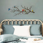 ESTART Metal Birds Wall Art, Metal Vivid Birds on Branch Silhouette Wall Decor Black Leaves with Bird Outdoor Hanging Wall Sculpture for Home Balcony Garden (Vintage Color, Small)