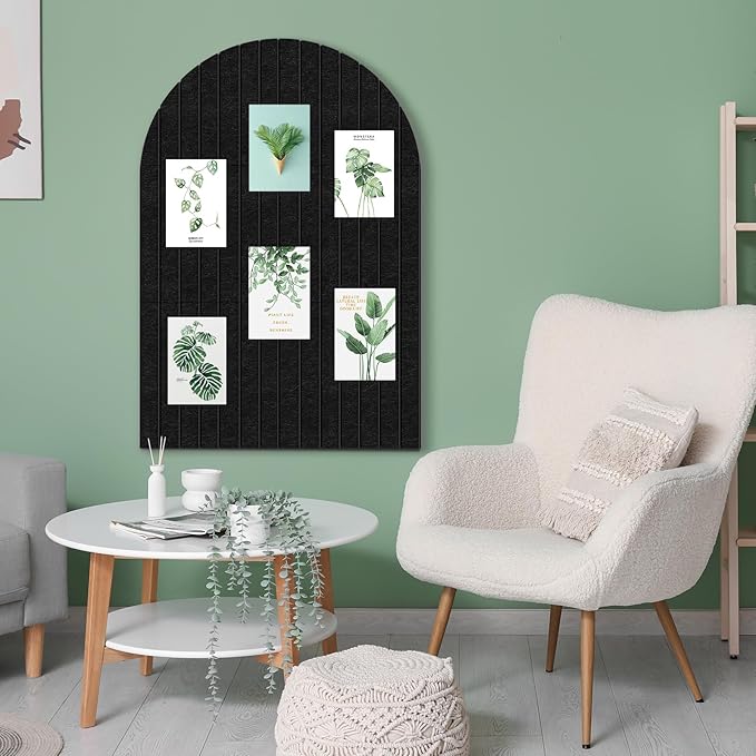 Large Cork Board for Wall & Office Decor, 36" x 24" Arched Felt Bulletin Board Pin Board Vision Board with 30 Pins – 6 Customizable Wall Tiles for Office Home Bedroom, Photo & Picture Display