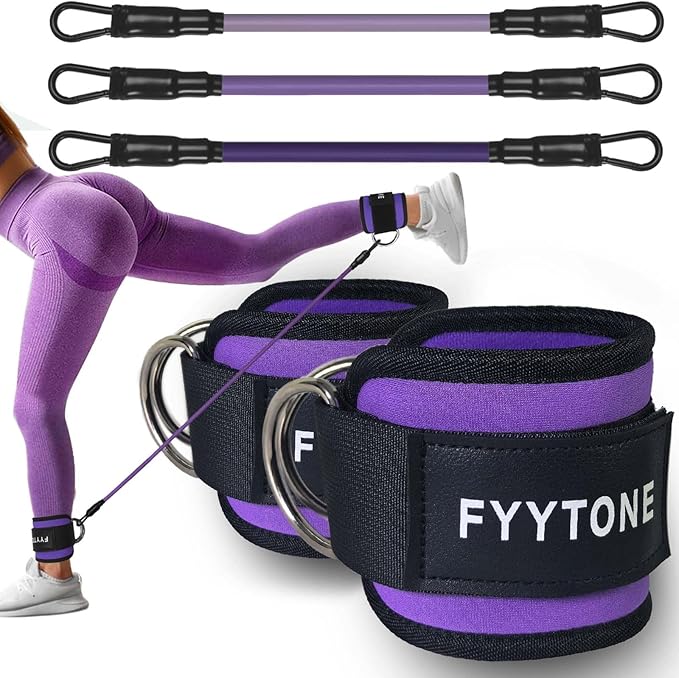 Ankle Resistance Bands with Cuffs, Women Workout for Home Gym, Glutes Exercise at Home, Ankle Strap for Cable Machines Women, Shaping The Perfect Butt.