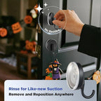 OUTXE Suction Cup Wreath Hanger, Upgraded Reef Hook for Front Door/Glass Window/Over Door, Christmas/Thanksgiving/Halloween/July 4th/Easter/Valentine/Spring/Summer/Fall (Black, 2-Pack)