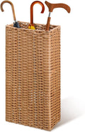 Weysat Woven Umbrella Stand for Entryway Handmade Umbrella Holder Freestanding Cane Stand Natural Color Decorative Umbrella Rack Tall Basket for Laundry Bathroom (Rectangular Style)