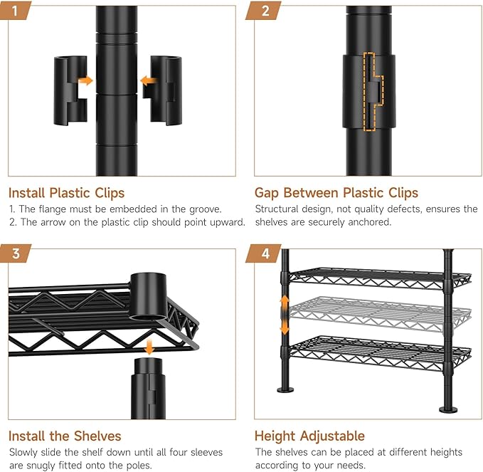 Wall Mounted Garment Rack, Industrial Pipe Metal Clothing Rack with 6 Hanging Rods (4 Expandable) & 8 Shelves, Closet Organizers and Storage System for Bedroom, Walk in Closet