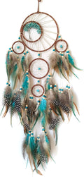 Blue and Brown Large Dream Catcher Wall Decor Crystal Tree of Life Dream Catchers Handmade Feather Dreamcatcher Wall Hanging Ornament for Bedroom Living Room Home Decor