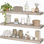 RALGEND Floating Shelves for Wall, 31.5" Long Wall Shelf Set of 3 with Invisible Brackets, 7.9" Width Hanging Book Shelves Farmhouse Home Decor for Bathroom, Living Room, Bedroom, Greige 8301BJP3BG