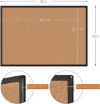 Cork Board Bulletin Board 24 x 36, Black Aluminium Framed 2 x 3 Corkboard, Office Board for Wall Cork, Large Wall Mounted Notice Pin Board with 16 Push Pins for School, Home & Office