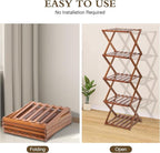Bamboo Shoe Rack 5 Tier Foldable Shoe Rack Vertical Bamboo Shoe Organizer Free Standing Shelf for Entryway, Closet, Bedroom, Walnut Color