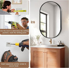 Black Oval Mirror, 22"x30" Oval Bathroom Mirror, Vanity Mirror with Brushed Metal Frame, Wall Mount Mirrors Decor for Bathroom, Bedroom, Entryway, Living Room(Hangs Horizontally or Vertically)