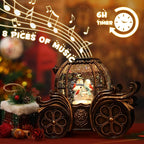 Snowman Sled Car Christmas Snow Globe Lantern-Glittering Light Up Musical Snow Globe Christmas Decorations, 6H Timer, USB & Battery Operated, Snowman Sled Car Indoor Home Décor