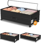 Under Bed Storage with Wheels,1Pack Underbed Shoe Storage Organizer,7.5-10.6 inchTall Adjustable Storage for Underbed with Lids,65L Extra large capacity for Clothes, Blankets,Shoes