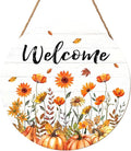 Fall Welcome Sign for Front Door Fall Floral Wooden Door Hanger 12x12 Inch Autumn Wreath for Outdoor Outside Porch Decor Farmhouse Flowers Welcome Hanging Sign for Home Wall Greeting Party