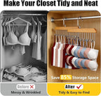 Bra Hangers 3 Pack - with 16 Non-Slip 360Rotating Metal Hooks for Tie, Hat, Bra, Wooden Multi Hook Hanger - Saves Space