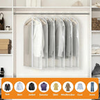12 Pack Garment Bags 60 * 100cm, 40in PEVA Translucent Garment Covers, Suit Storage Bags, Dress Organizer Bags Used To Protect Shirts, Winter Coats, Jackets（White Edge）