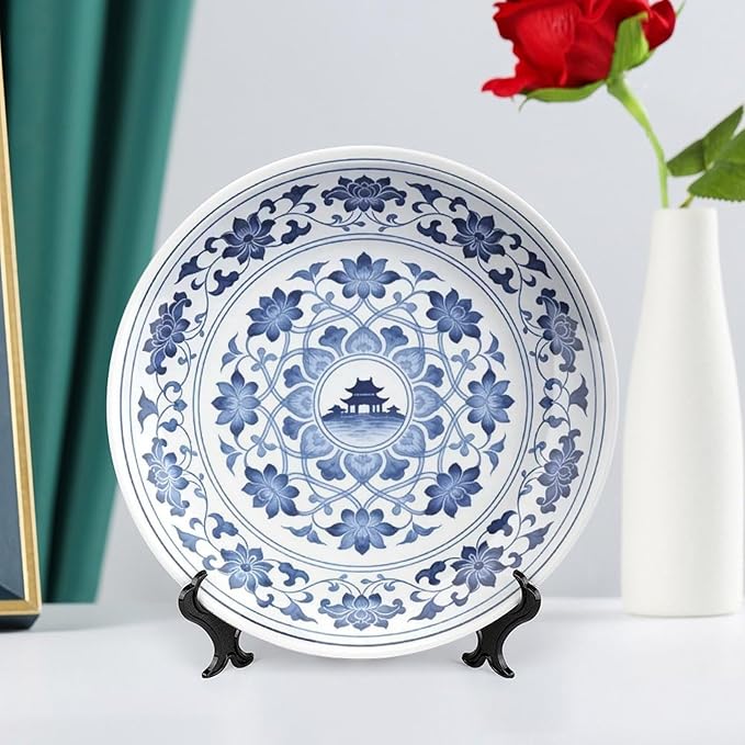 Chinese Style Blue And White Pattern-Q9 Bone China Decorative Plate, 10inch Wall Art Home Decor