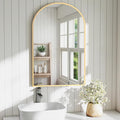 DUMOS Gold Metal Arch Vanity Rounded Rectangle Bathroom Mirrors for Over Sink Wall, 24x37 Inch Large Matte Mirror, Modern Decorative for Restroom, Farmhouse