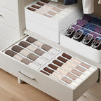 DIMJ Sock Organizer Drawer Organizer - Dresser Underwear Drawer Organizer for Storing Socks, Handkerchiefs, Ties, Belts, White