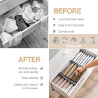Wardrobe Clothes Organizer 7 Grids Portable Closet Organizer Mesh Separation Storage Box Foldable Closet Drawer Organizer for Underwear Socks Scarves Leggings (Grey, 4 Leggings Grid)