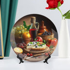 Decorative Plates for Home, Wine, Fruit & Pizza Foods Painting Tray for Table Display, Ceramic Dinner Plate w/Stand, Living Room Dining Room Decor, Housewarming Gifts, 10 Inch