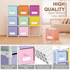 Geelin 9 Cube Toy Storage Organizer with Fabric Bins and Labels, 11 Inch Collapsible Colorful Cubby Storage Drawers Pastel Dresser with Shelf for Playroom Nursery Closet Bedroom Dorm
