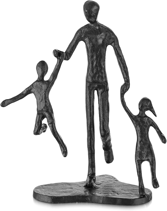 Sziqiqi Dad Birthday Gifts for Father - Dad Daughter Son Iron Statue Father Childs Love Sculpture Decoration for Fathers Day Wedding Christmas Figurine Memorial Gifts for Son Husband
