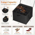 Lifewit Shoe Storage Organizer for Closet, Fabric Large Shoe Box Storage Containers with Clear Cover, Foldable Bins for Boots Heels Sneakers Fits 12-16 Pairs, 1 Pack Black