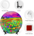 Decorative Plates, A Vibrant Wildflower Field Display Plate for Home Office Kitchen Table Decor Porcelain Plates 8 Inch, Birthday Gifts