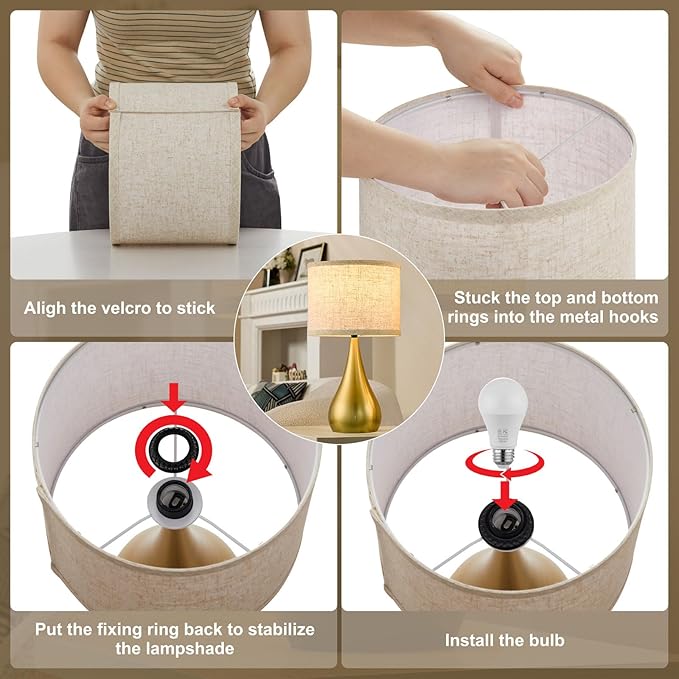 18.1'' Small Modern Touch Lamps for Nightstand Set of 2 with 3 Way Dimmable, Table Lamps for Living Room, Office, Bedside Lamps with Heavy Iron Base, Touch Switch, Bulb Included, Gold