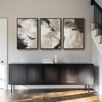 Framed Neutral Abstract Wall Art, 3 Piece Modern Minimalist Canvas Prints Paintings Artwork for Walls, Black Beige Brown Neutral Tone Pictures for Living Room Dining Room Bedroom Wall Decor 16x24 In