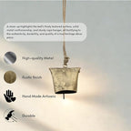 Rustic Iron Wall Accent – Set of 2, Handmade Metal Hanging Décor with Rope for Indoor & Outdoor Use (Golden Dome Bell, 3" 3")
