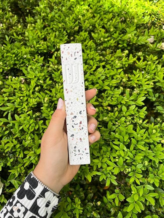 A&S Modern Stone Mezuzah Case Design, Mezuza Cover for Scroll Protection, Easy Peel and Stick Houswarming Gift and Home Blessing