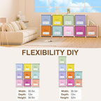 Geelin 9 Cube Toy Storage Organizer with Fabric Bins and Labels, 11 Inch Collapsible Colorful Cubby Storage Drawers Pastel Dresser with Shelf for Playroom Nursery Closet Bedroom Dorm