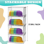 4 Pack Large Hat Organizer Box, Stackable Clear Baseball Caps Holder Box Containers with Sliding Door for Hats Snapback Cap Storag, Hat Rack Display Case, Holds 20 Hats Each -Clear