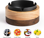 Cute Ashtrays for Cigarettes Ash Tray with Lid DDAJJAJ Wooden Ashtray with Stainless Steel Portable Decorative Ashtray Windproof Ashtray for Home,Patio,Office,Outdoors,Indoor,Parties
