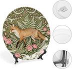 William Morris Style Art Wildflowers And Fox Decorative Plate Decor for Farmhouse Home Wall Personalized Thanksgiving Idea Gifts Chinese Plates with 1 Display Stand, Multi Sizes by Choosing